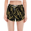 Military Guns Pattern Print Women's Split Running Shorts