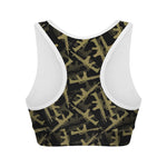 Military Guns Pattern Print Women's Sports Bra