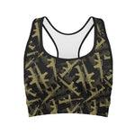 Military Guns Pattern Print Women's Sports Bra