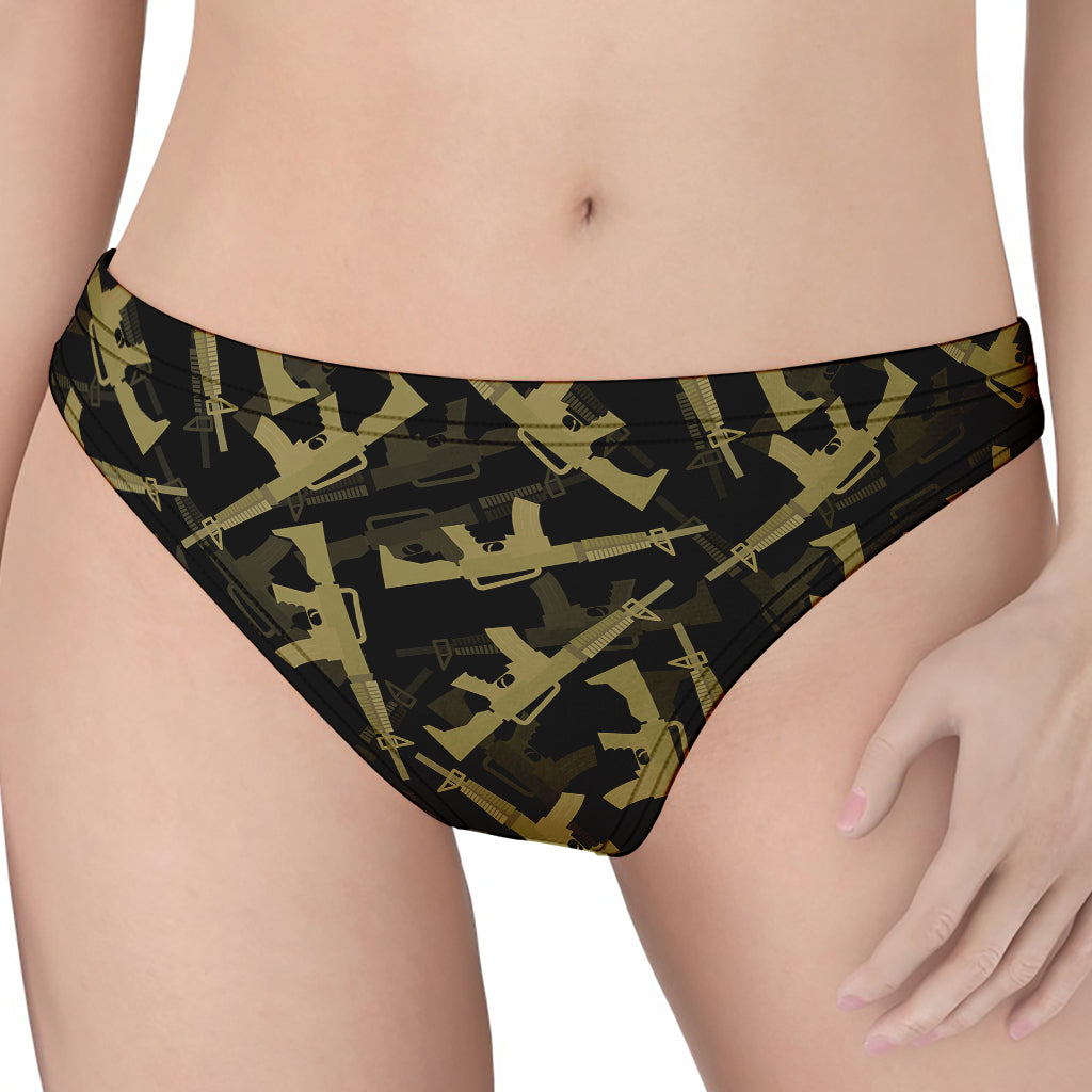 Military Guns Pattern Print Women's Thong