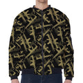 Military Guns Pattern Print Zip Sleeve Bomber Jacket