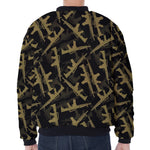 Military Guns Pattern Print Zip Sleeve Bomber Jacket