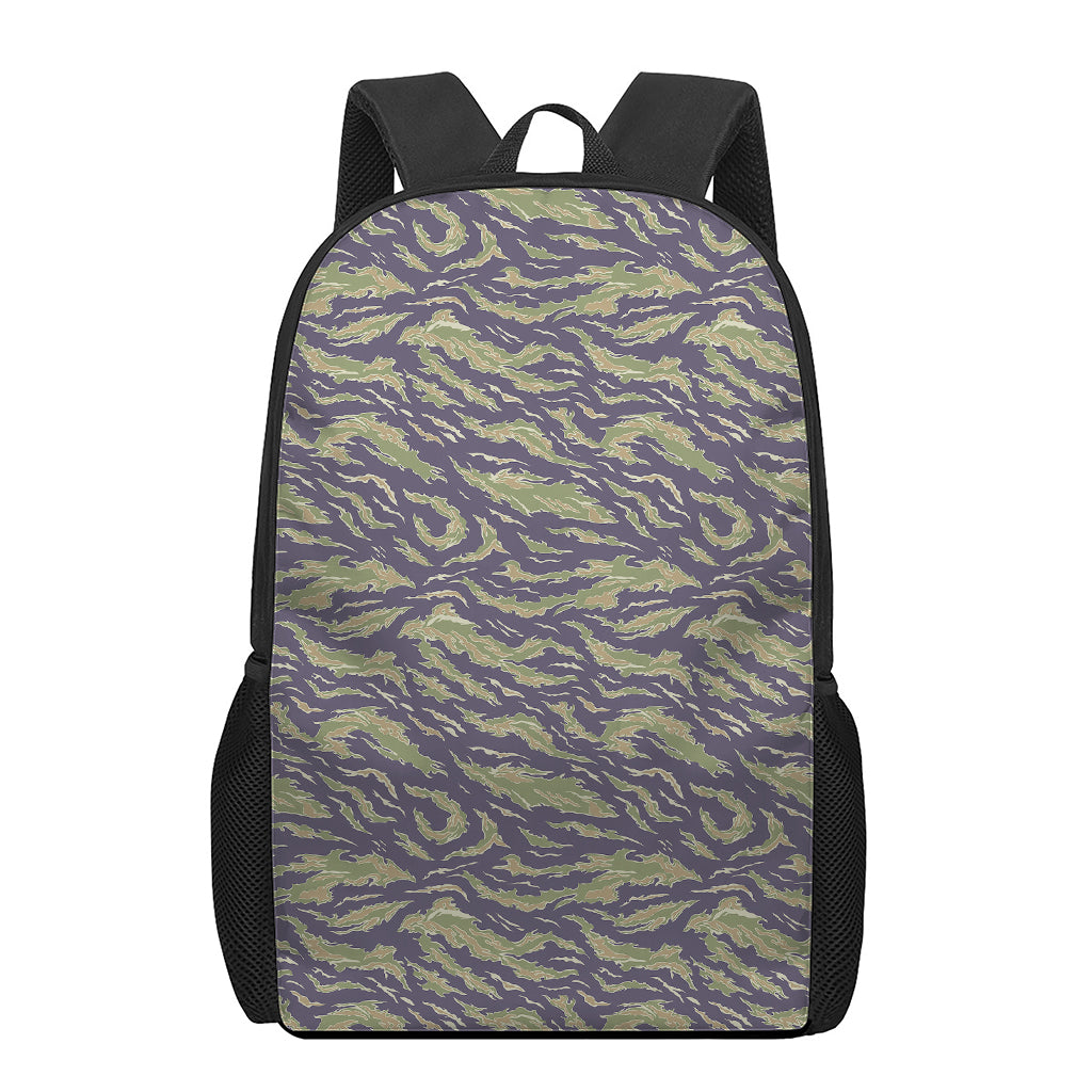Military Tiger Stripe Camouflage Print 17 Inch Backpack