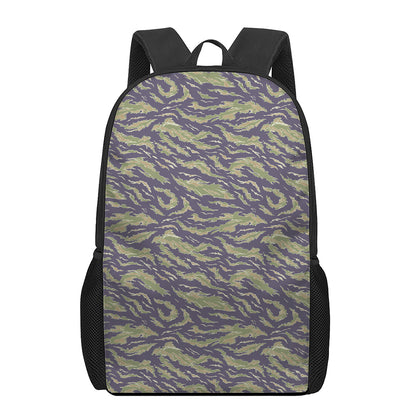 Military Tiger Stripe Camouflage Print 17 Inch Backpack
