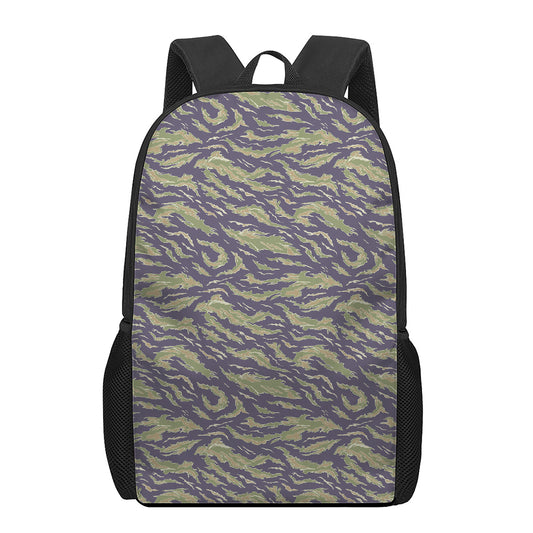 Military Tiger Stripe Camouflage Print 17 Inch Backpack