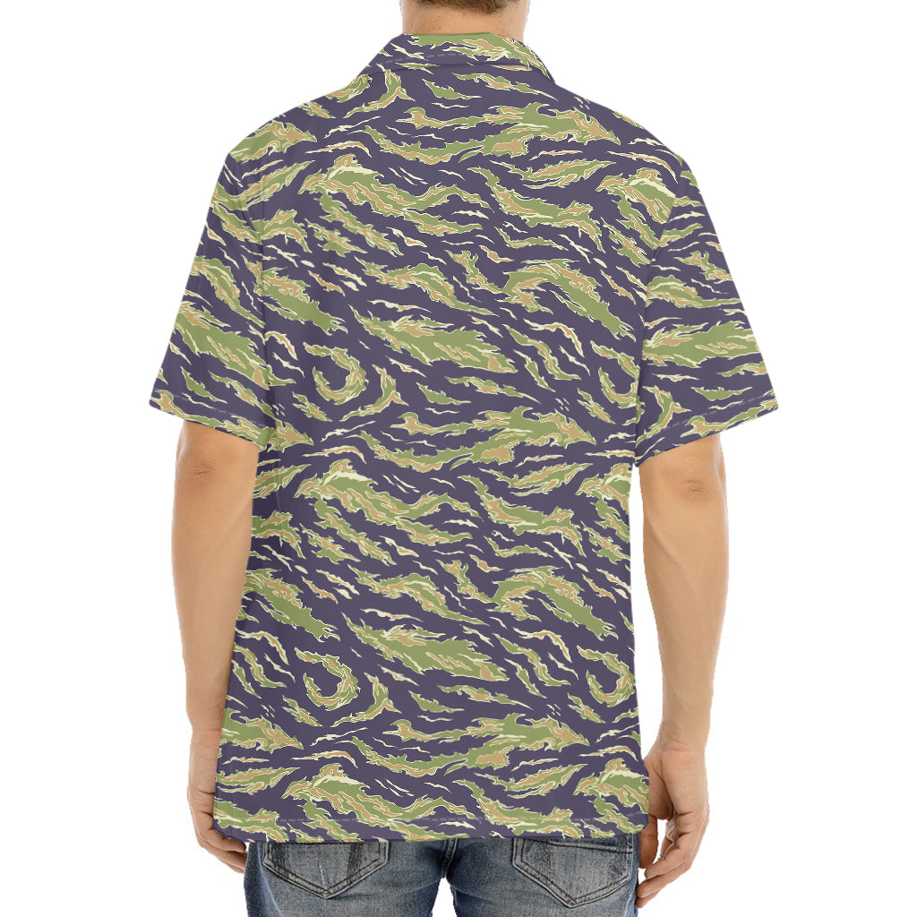 Military Tiger Stripe Camouflage Print Aloha Shirt