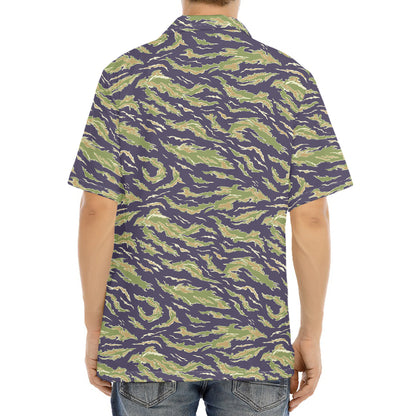 Military Tiger Stripe Camouflage Print Aloha Shirt
