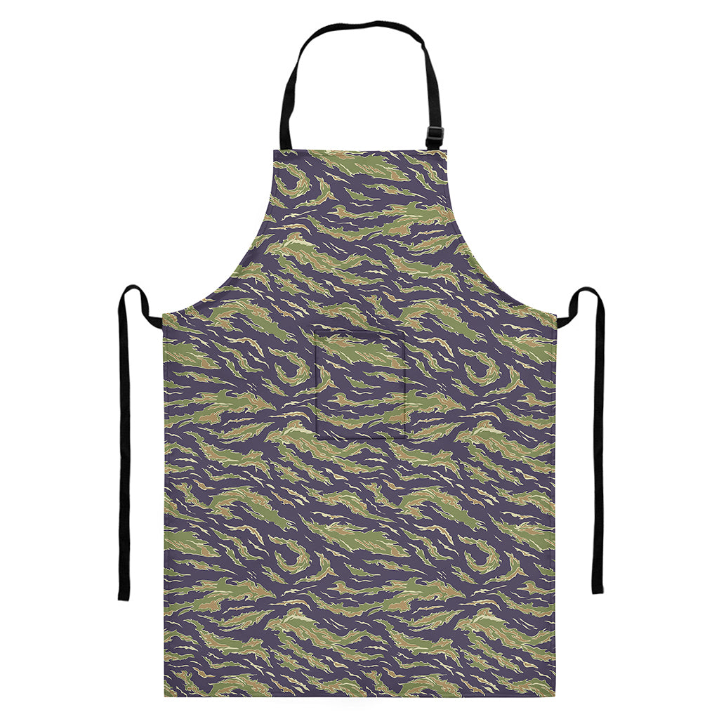 Military Tiger Stripe Camouflage Print Bib Apron With Pocket
