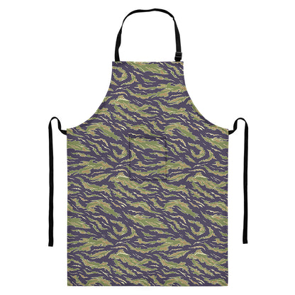 Military Tiger Stripe Camouflage Print Bib Apron With Pocket