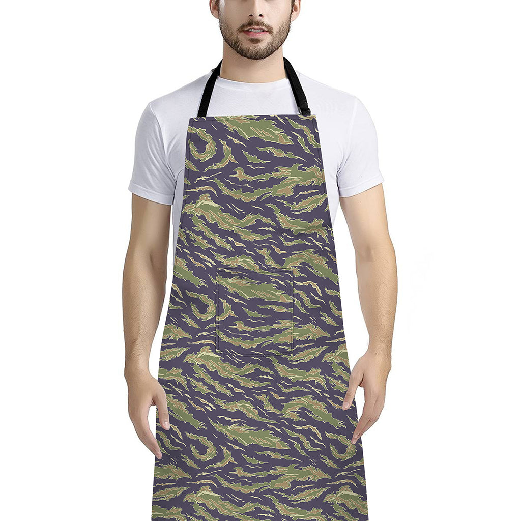 Military Tiger Stripe Camouflage Print Bib Apron With Pocket