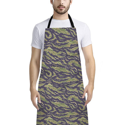 Military Tiger Stripe Camouflage Print Bib Apron With Pocket