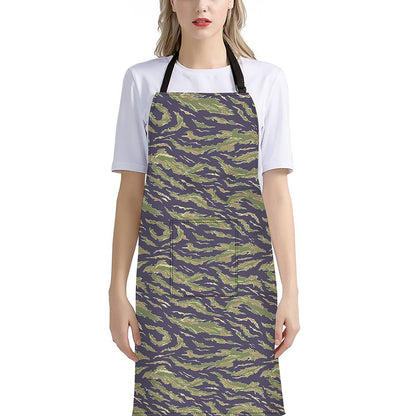 Military Tiger Stripe Camouflage Print Bib Apron With Pocket