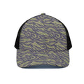 Military Tiger Stripe Camouflage Print Black Mesh Trucker Hat