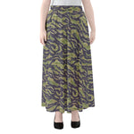 Military Tiger Stripe Camouflage Print Chiffon Maxi Skirt