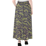 Military Tiger Stripe Camouflage Print Chiffon Maxi Skirt
