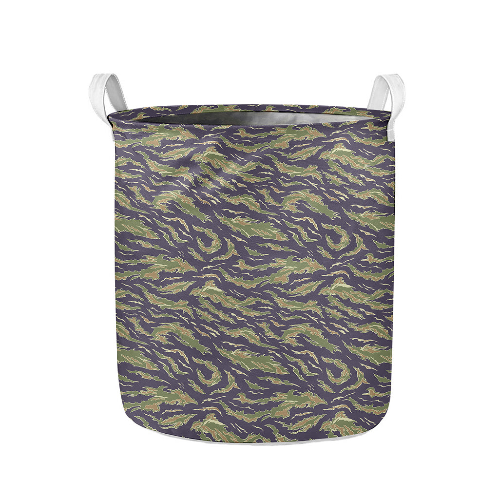 Military Tiger Stripe Camouflage Print Collapsible Laundry Basket