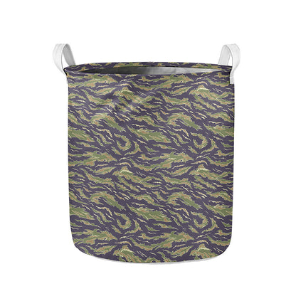 Military Tiger Stripe Camouflage Print Collapsible Laundry Basket