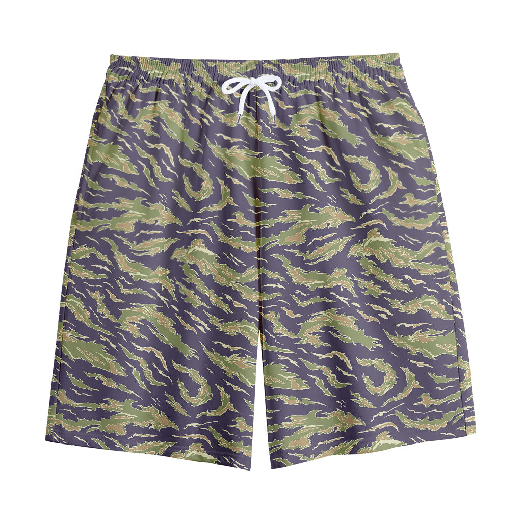 Military Tiger Stripe Camouflage Print Cotton Shorts
