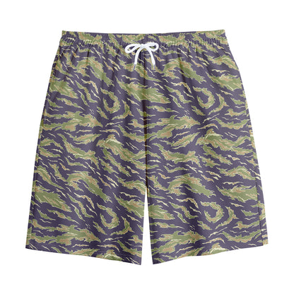 Military Tiger Stripe Camouflage Print Cotton Shorts