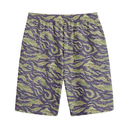 Military Tiger Stripe Camouflage Print Cotton Shorts