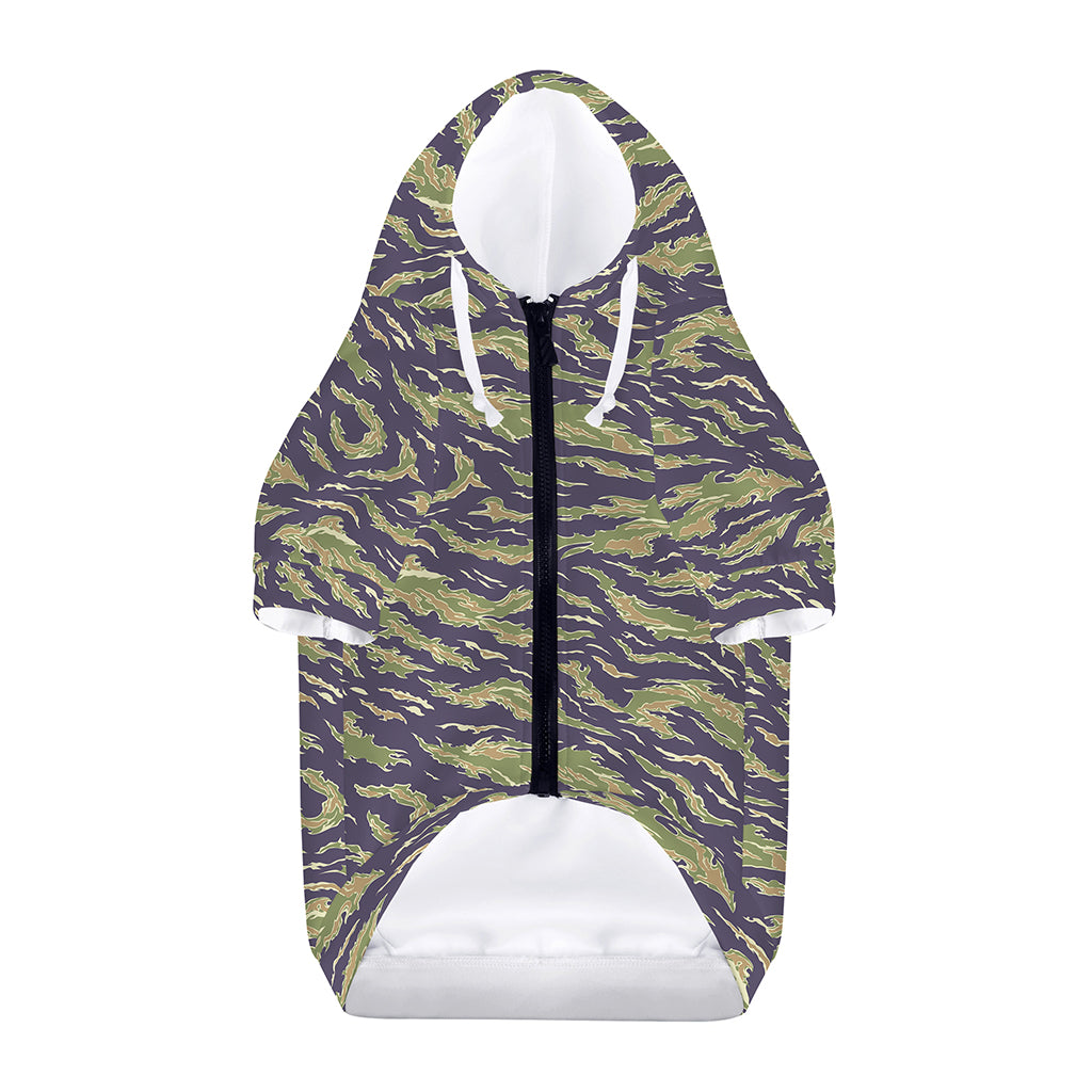 Military Tiger Stripe Camouflage Print Dog Zip Up Hoodie