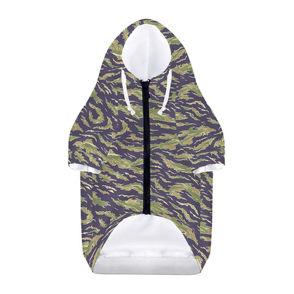 Military Tiger Stripe Camouflage Print Dog Zip Up Hoodie