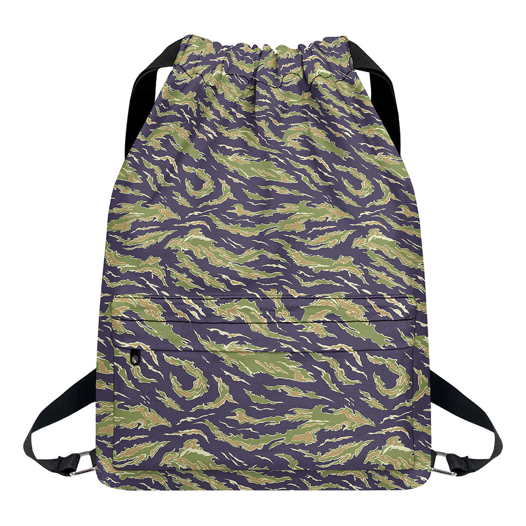 Military Tiger Stripe Camouflage Print Drawstring Backpack