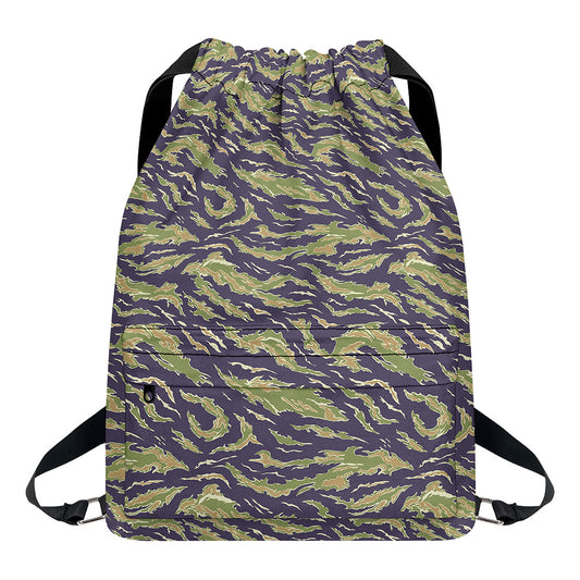 Military Tiger Stripe Camouflage Print Drawstring Backpack