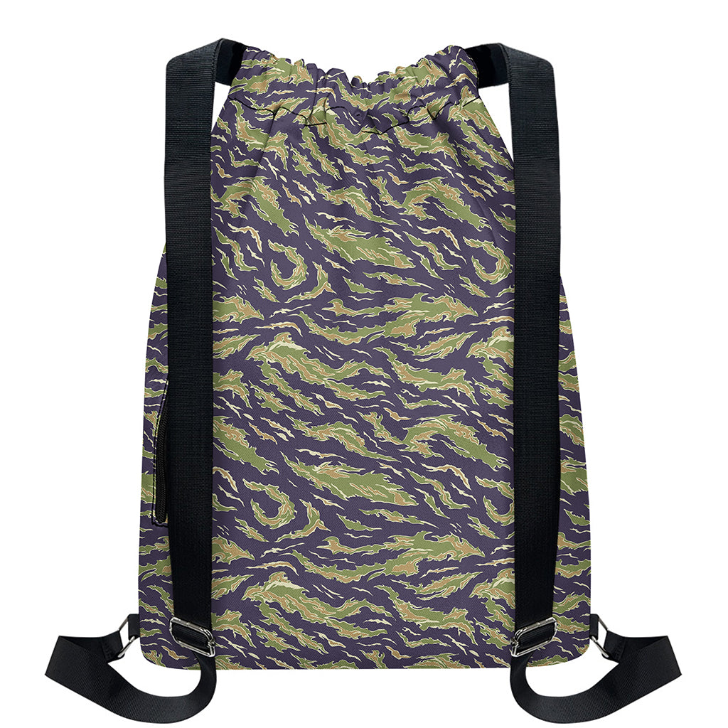 Military Tiger Stripe Camouflage Print Drawstring Backpack