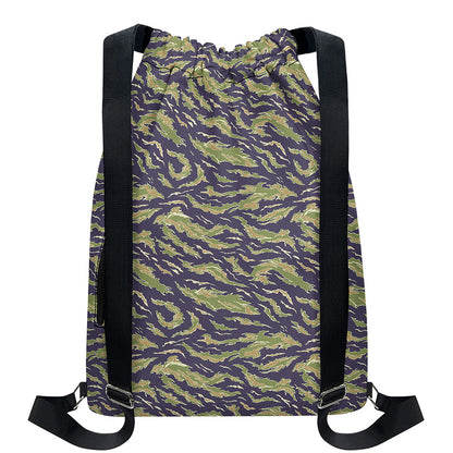 Military Tiger Stripe Camouflage Print Drawstring Backpack