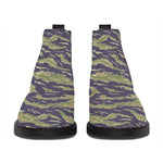 Military Tiger Stripe Camouflage Print Flat Ankle Boots