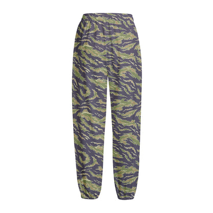 Military Tiger Stripe Camouflage Print Fleece Lined Knit Pants