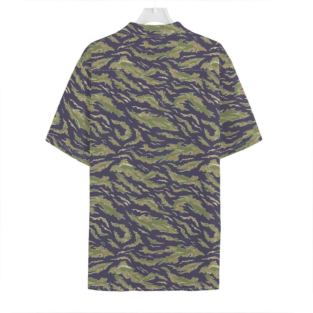 Military Tiger Stripe Camouflage Print Hawaiian Shirt