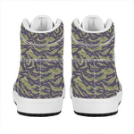 Military Tiger Stripe Camouflage Print High Top Leather Sneakers