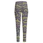 Military Tiger Stripe Camouflage Print High-Waisted Pocket Leggings
