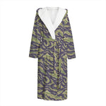 Military Tiger Stripe Camouflage Print Hooded Bathrobe