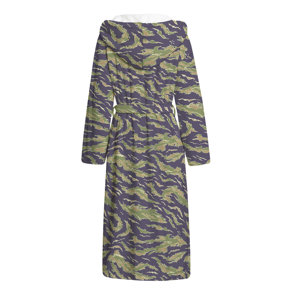 Military Tiger Stripe Camouflage Print Hooded Bathrobe