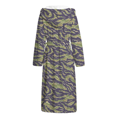 Military Tiger Stripe Camouflage Print Hooded Bathrobe