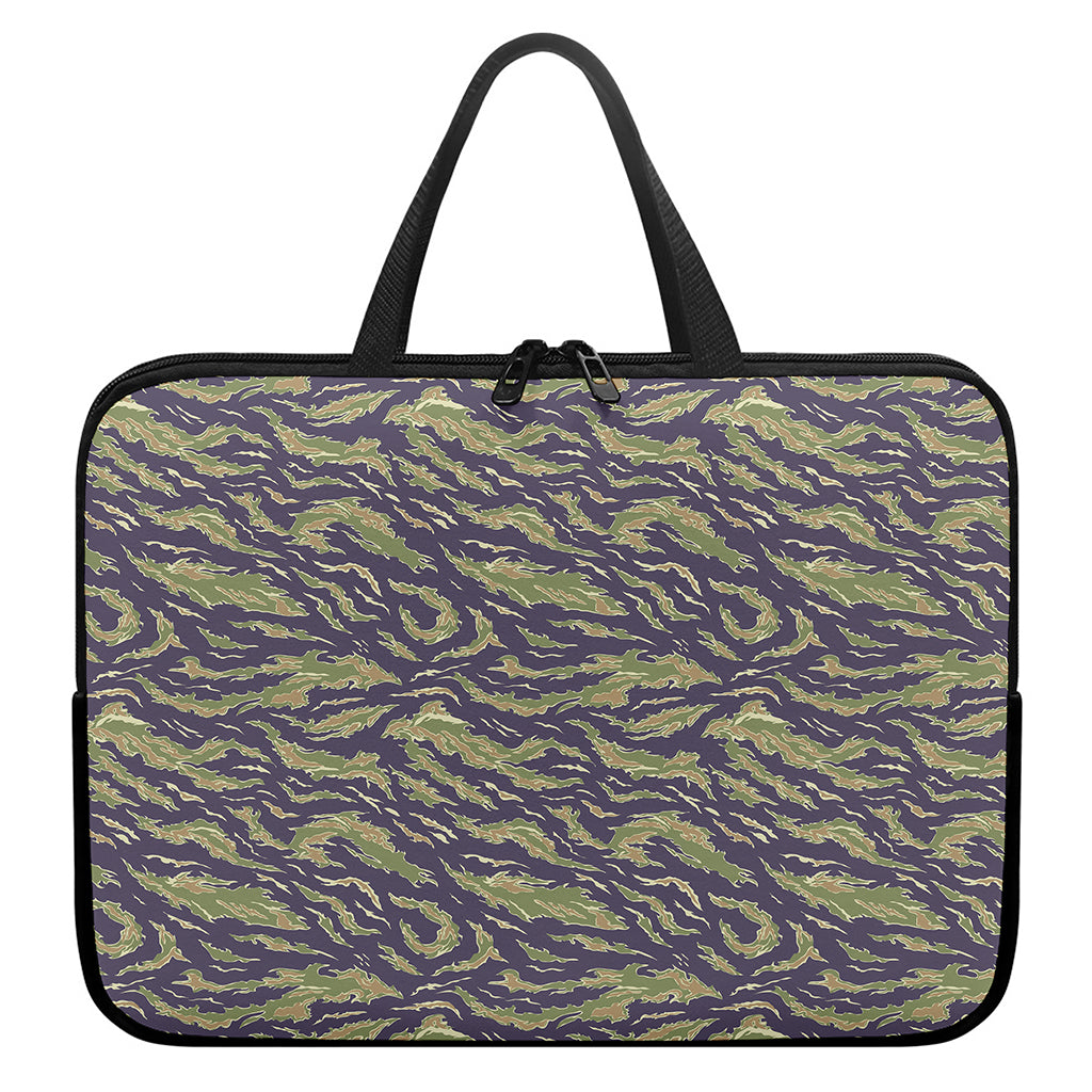 Military Tiger Stripe Camouflage Print Laptop Sleeve With Handle