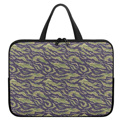 Military Tiger Stripe Camouflage Print Laptop Sleeve With Handle