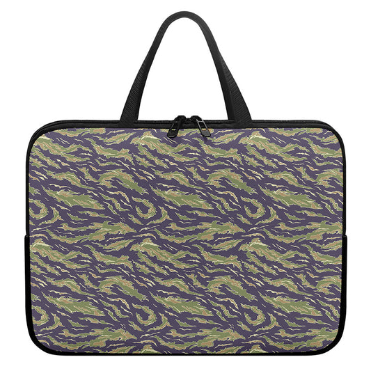 Military Tiger Stripe Camouflage Print Laptop Sleeve With Handle