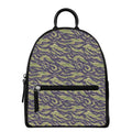 Military Tiger Stripe Camouflage Print Leather Backpack