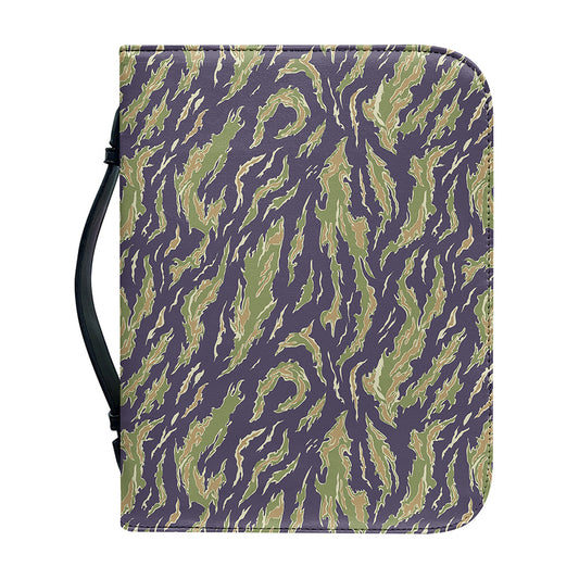 Military Tiger Stripe Camouflage Print Leather Bible Cover