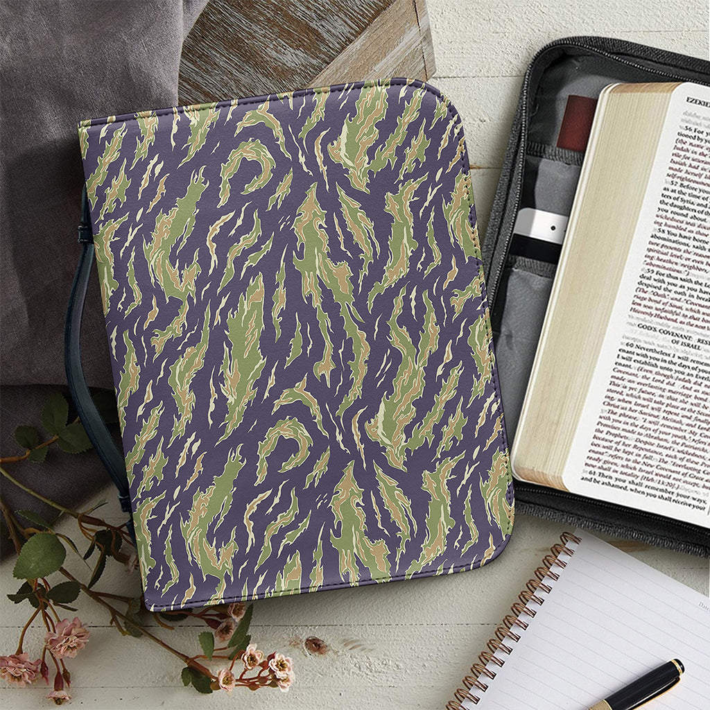 Military Tiger Stripe Camouflage Print Leather Bible Cover