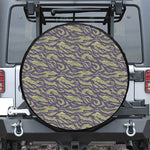Military Tiger Stripe Camouflage Print Leather Spare Tire Cover
