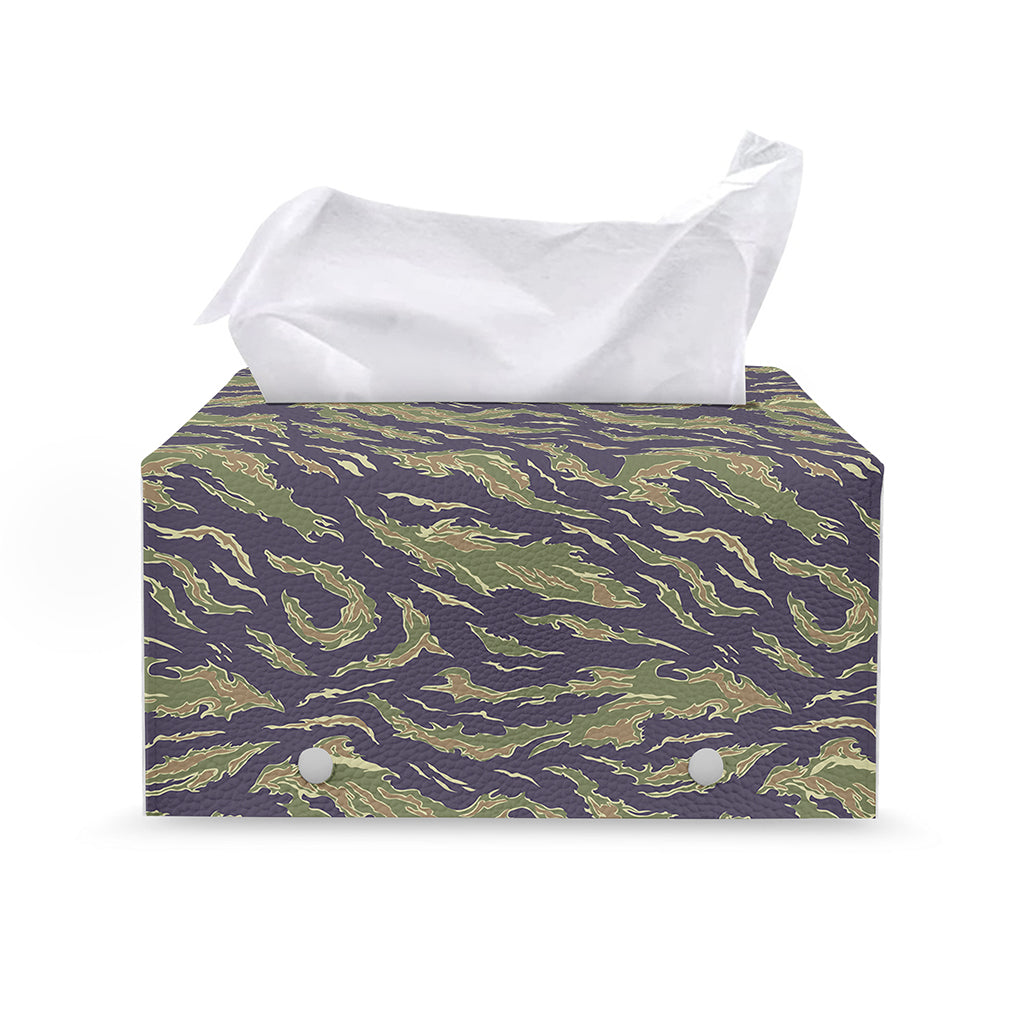 Military Tiger Stripe Camouflage Print Leather Tissue Box Cover