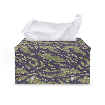 Military Tiger Stripe Camouflage Print Leather Tissue Box Cover
