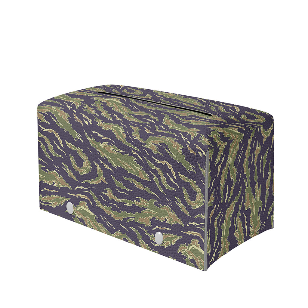 Military Tiger Stripe Camouflage Print Leather Tissue Box Cover
