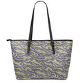 Military Tiger Stripe Camouflage Print Leather Tote Bag With Zipper