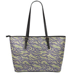 Military Tiger Stripe Camouflage Print Leather Tote Bag